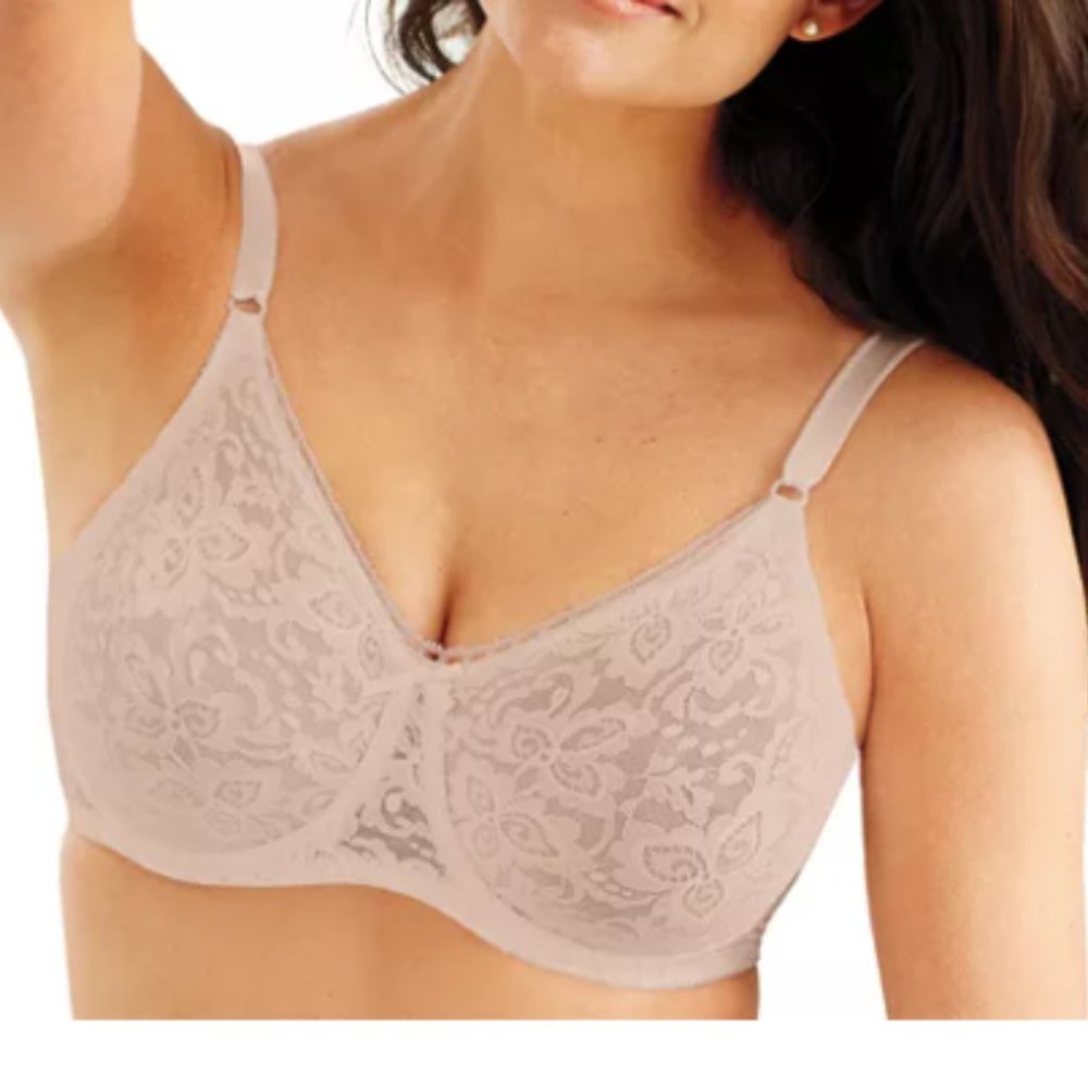 Bali Stretch Lace Underwire Bra Beige 34DD NWT